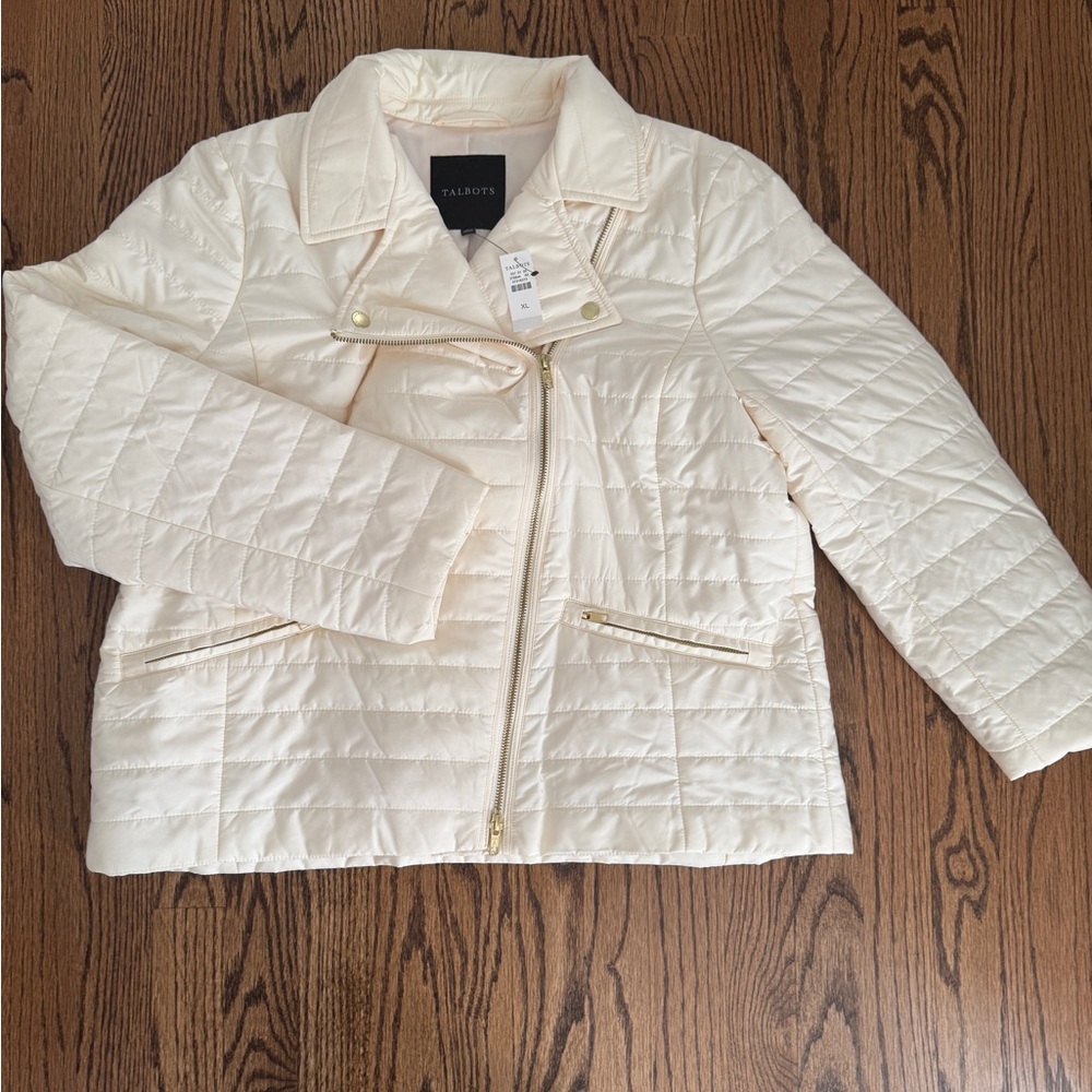 Talbots Off-White Quilted Puffer Jacket